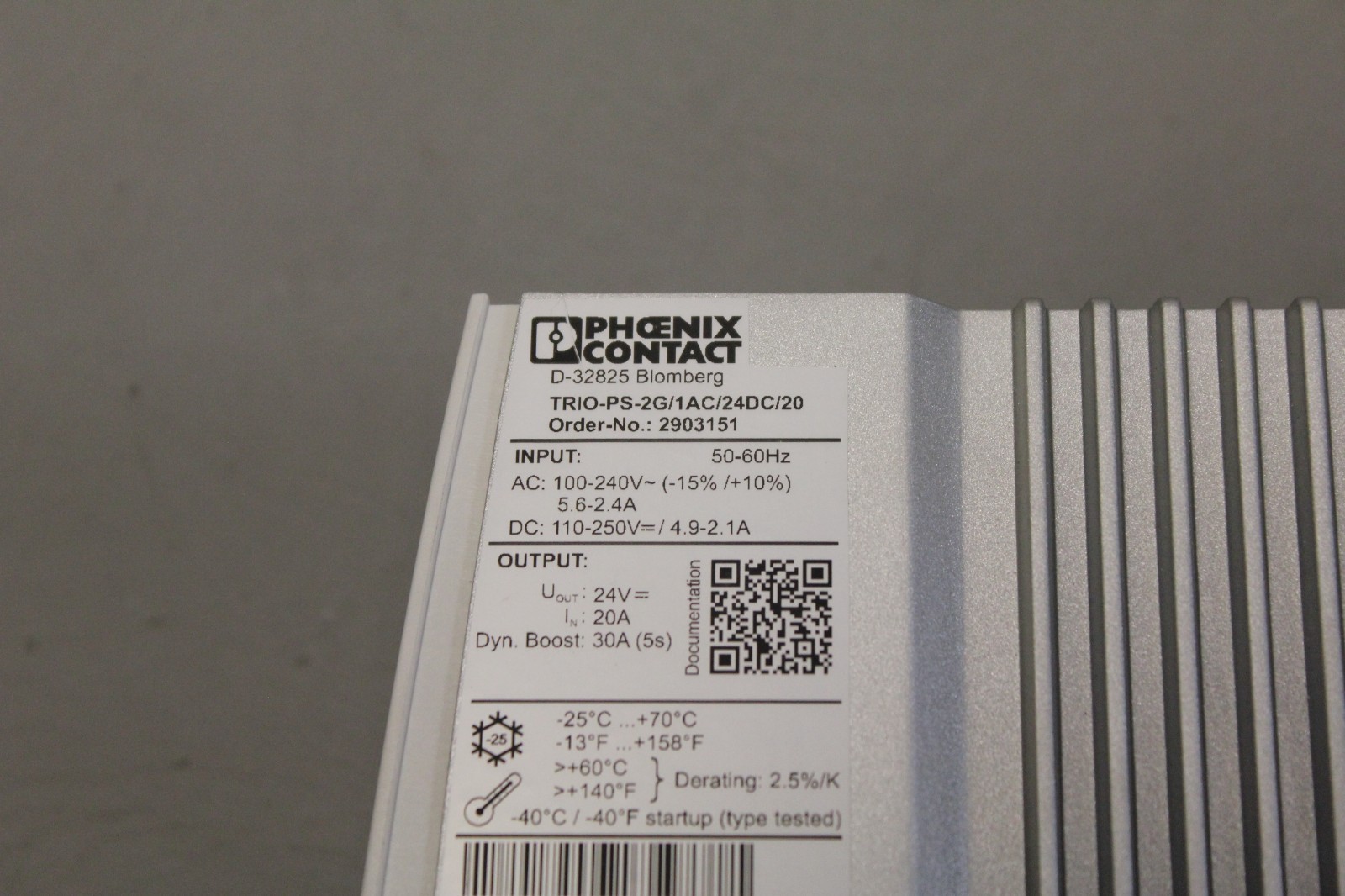 PHOENIX CONTACT TRIO POWER SUPPLY TRIO-PS-2G/1AC/24DC/20 2903151