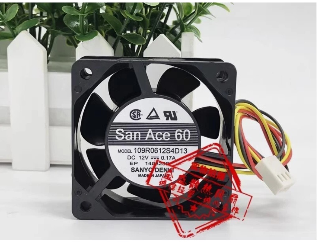Sanyo 109R0612S4D13 6025 DC12V 0.17A 6CM 3-Pin Dual Ball Cooling Fan