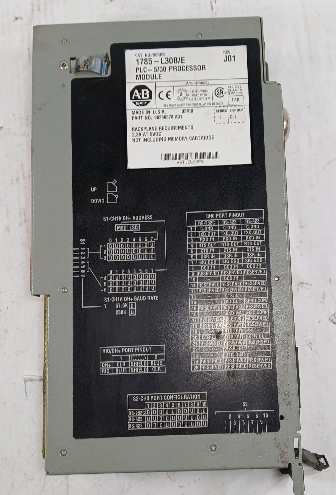 1 USED ALLEN-BRADLEY 1785-L30B/E PROCESSOR MODULE ***MAKE OFFER***