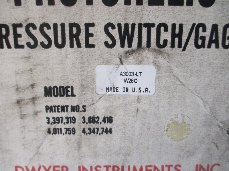 DWYER A3003-LT 120/240VAC 10A 25PSI NSMP