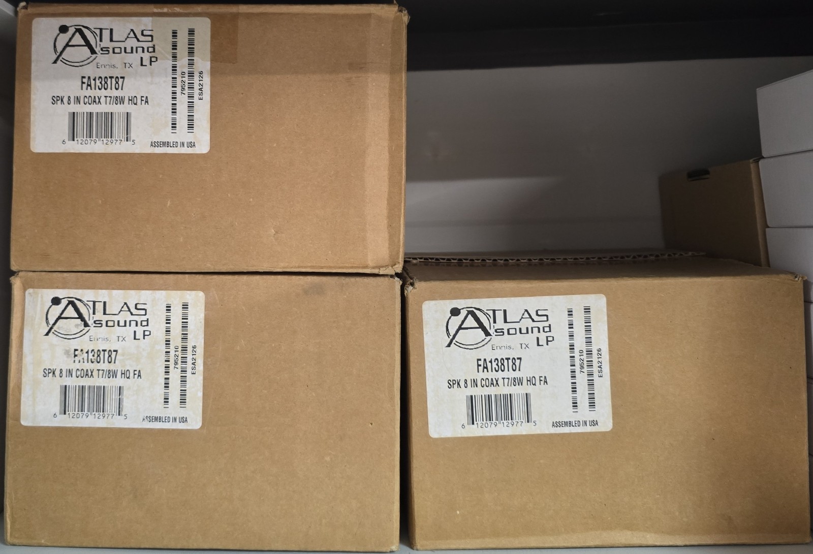 Lot of 3: Atlas Sound FA138T87 8-inch Coaxial Speakers With 8W 70.7V Transformer