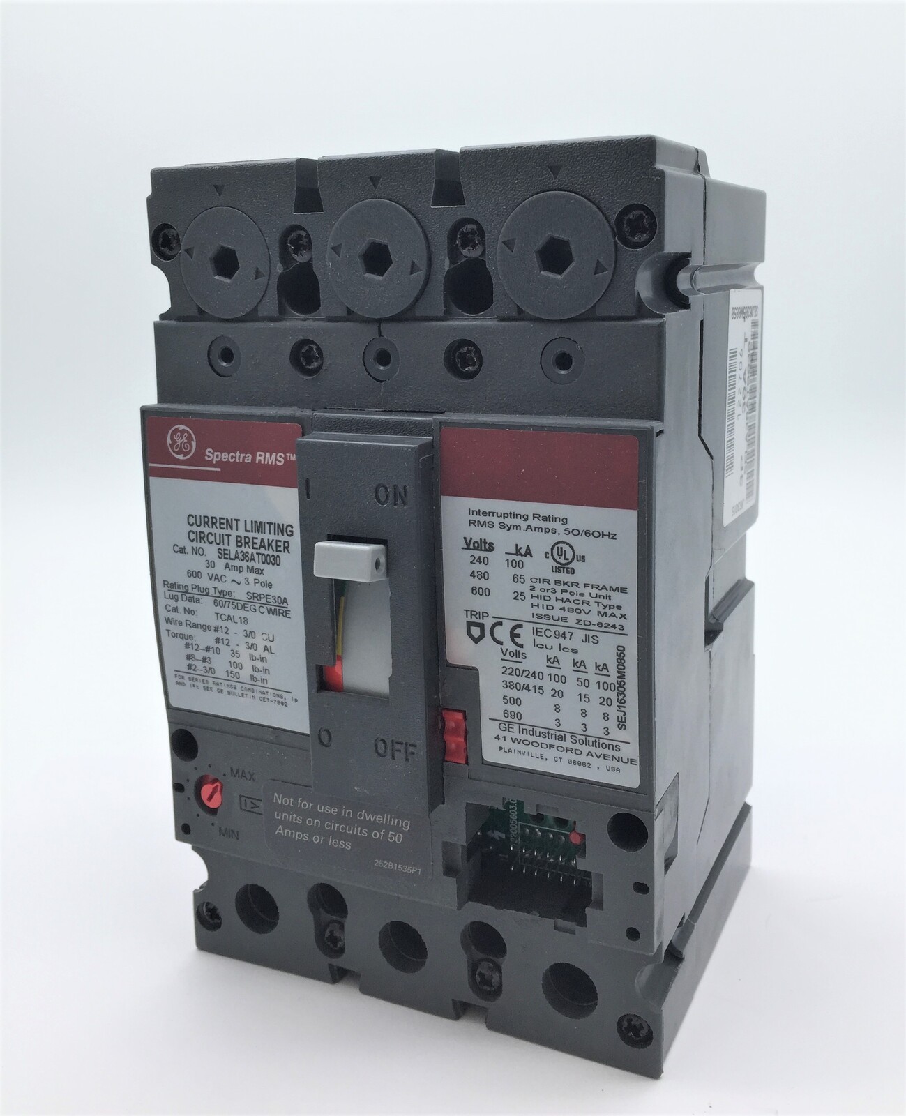 GE SELA36AT0030 Circuit Breaker 30A 3P 600VAC Spectra RMS Series