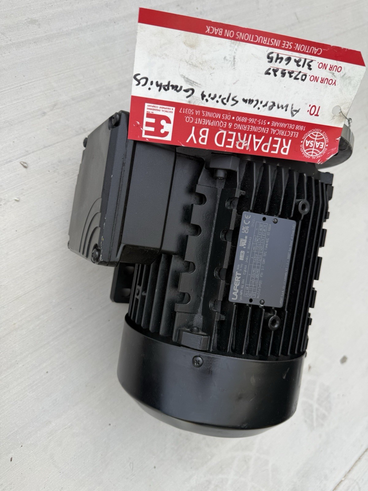 LAFERT 1.5KW 2.0HP ELECTRIC MOTOR AMPH90LBA4
