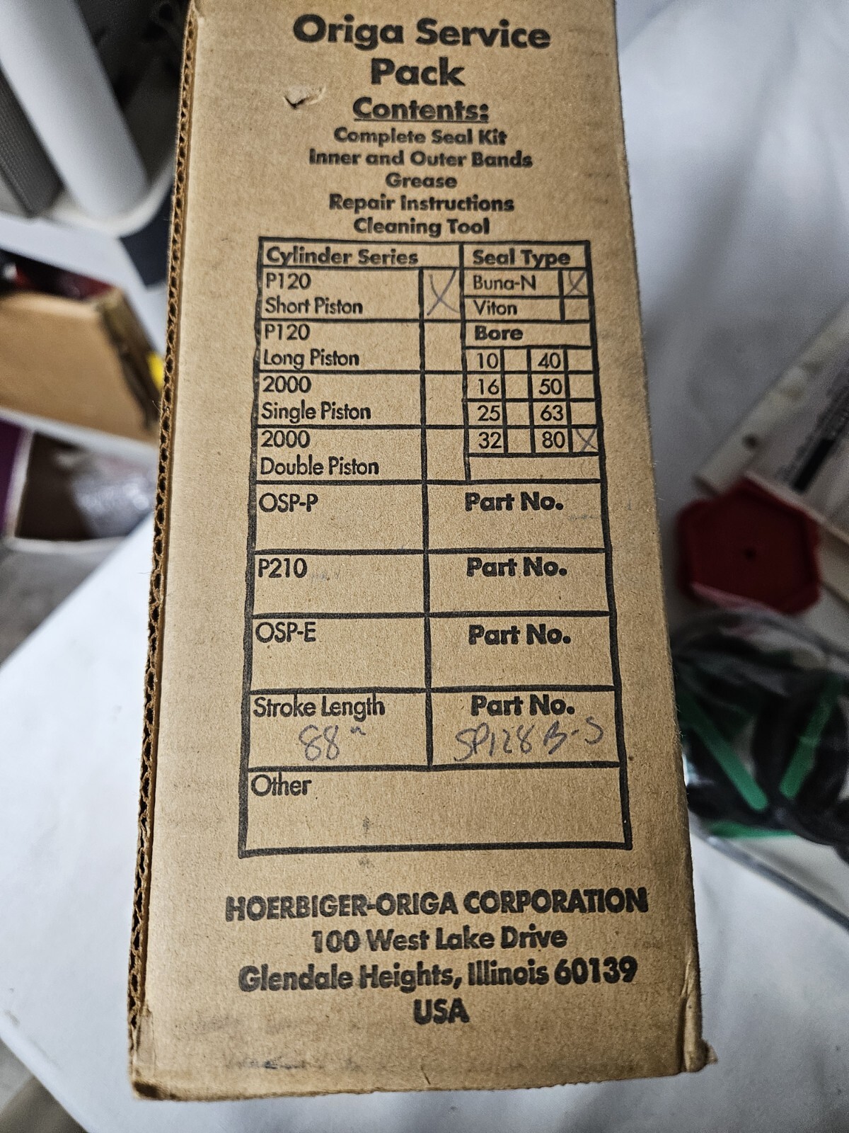 Origa SP128-B-S Hoerbiger Service Pack SP128BS Stroke 88″ Bore 80MM