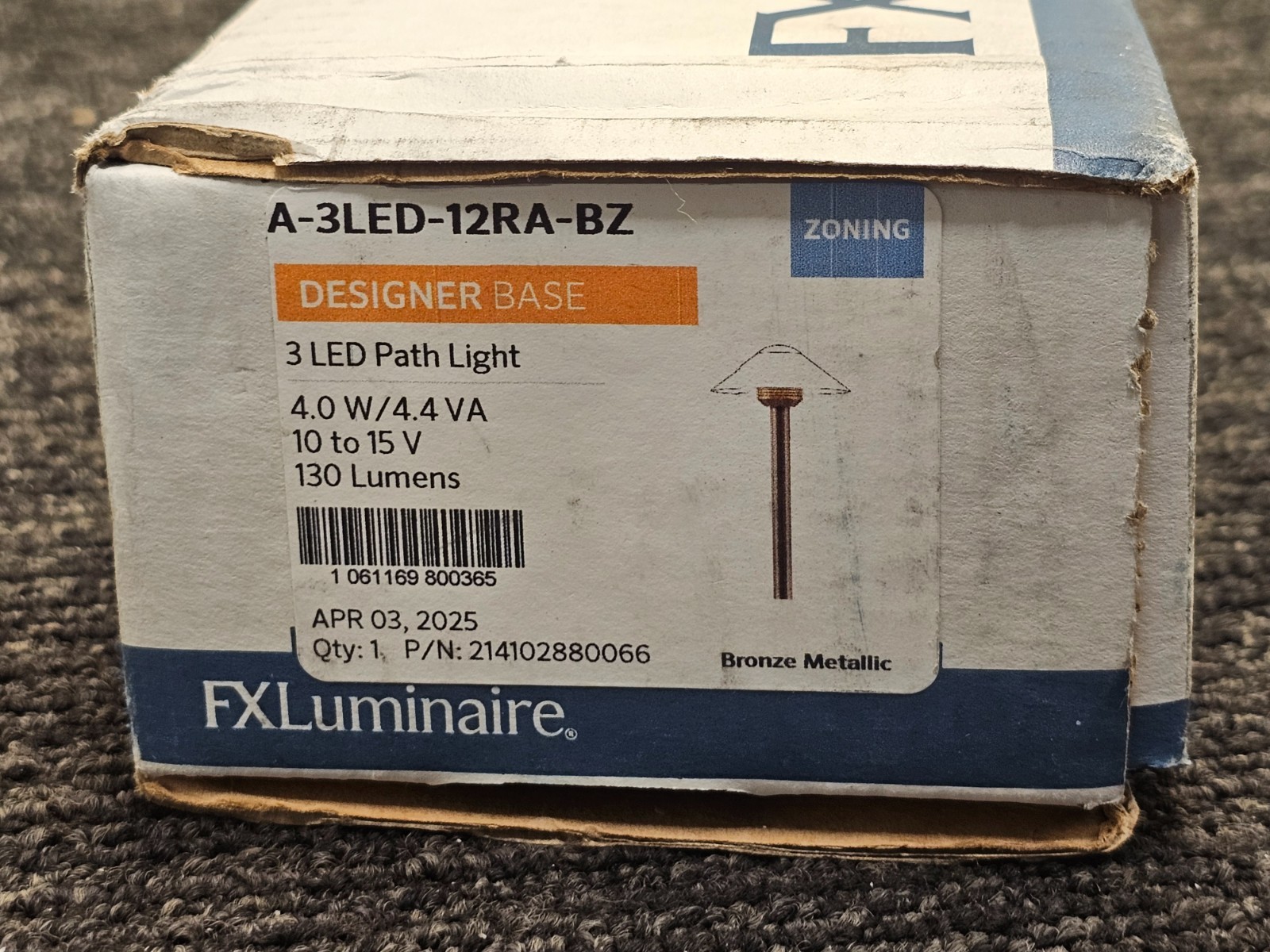 FXLuminaire A-3LED-12RA-BZ 12″ 3LED Designer Base Aluminum Riser Bronze Metallic
