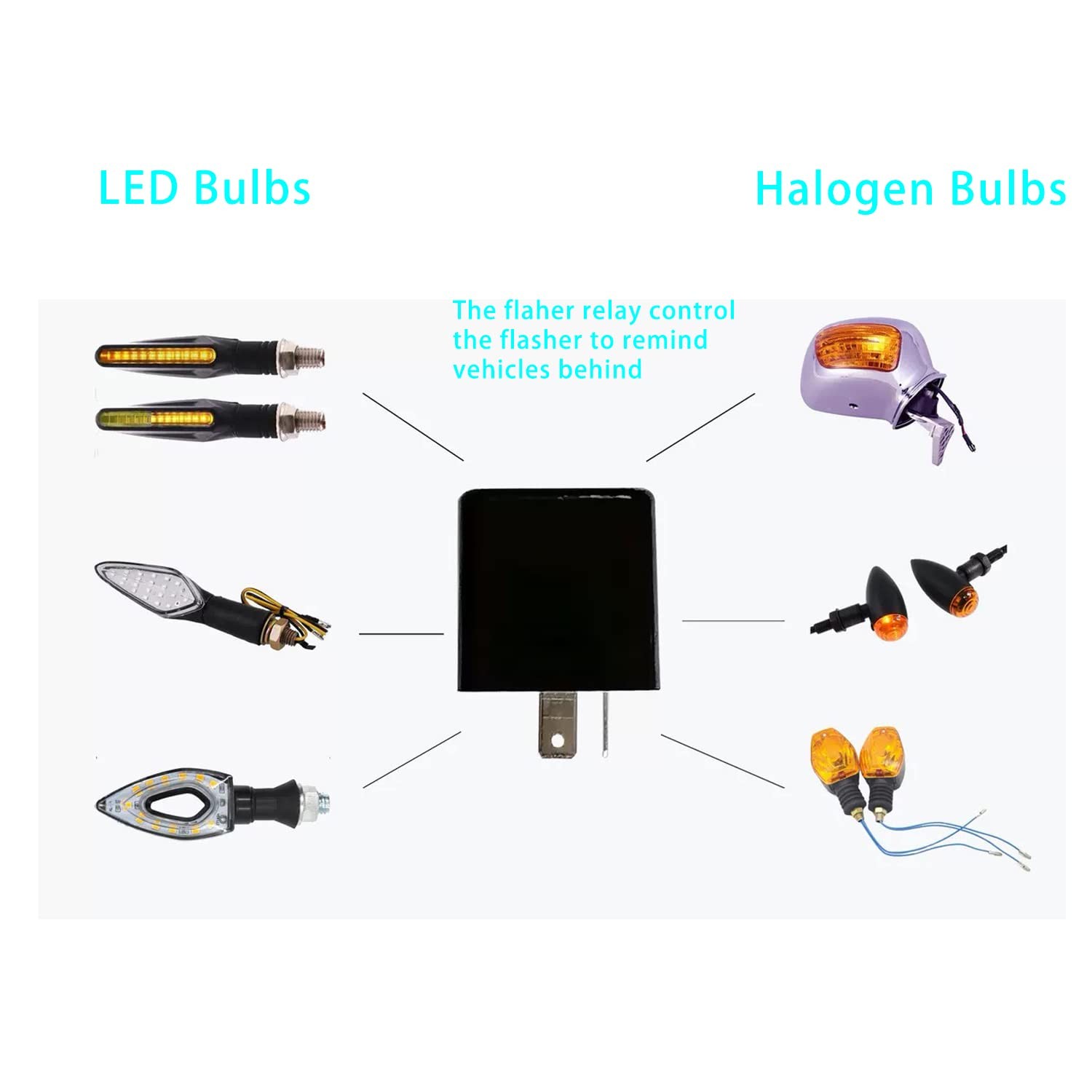 12V 2PCS Adjustable 2 Pin Prong Flasher Replacement Compatible with LED Elect…