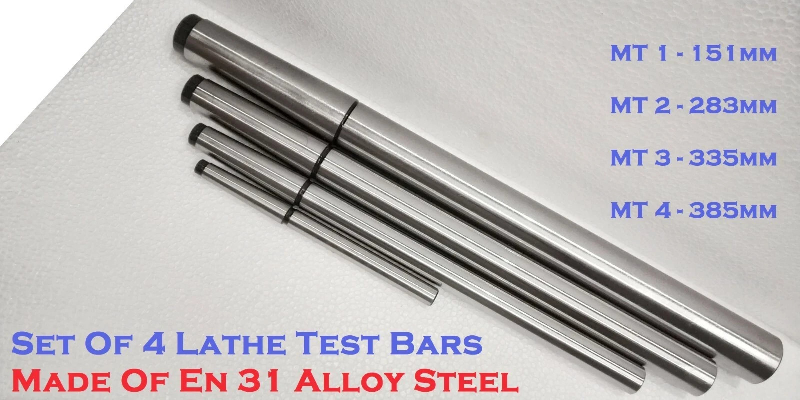 1MT 2MT 3MT 4MT Lathe Alignment Test Bar Set MT1 – MT2 – MT3 – MT4 – EN31 Alloy
