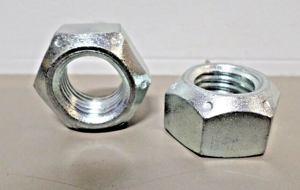 Lot of 2 – Zinc Plated 7/8″-9 Top Crimping Cone Hex Lock Nuts Grade 8/C