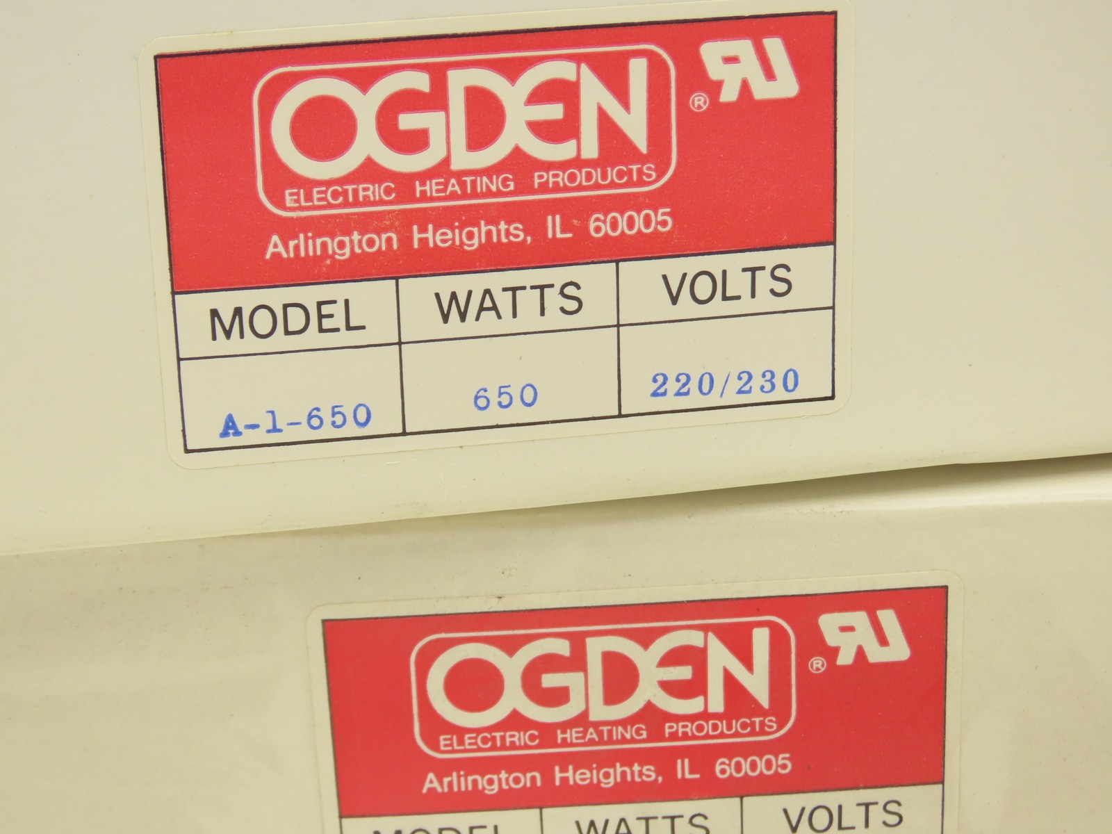 Ogden A-1-650 Ceramic Infrared Radiant Heater 650W 220/230V Lot of 4