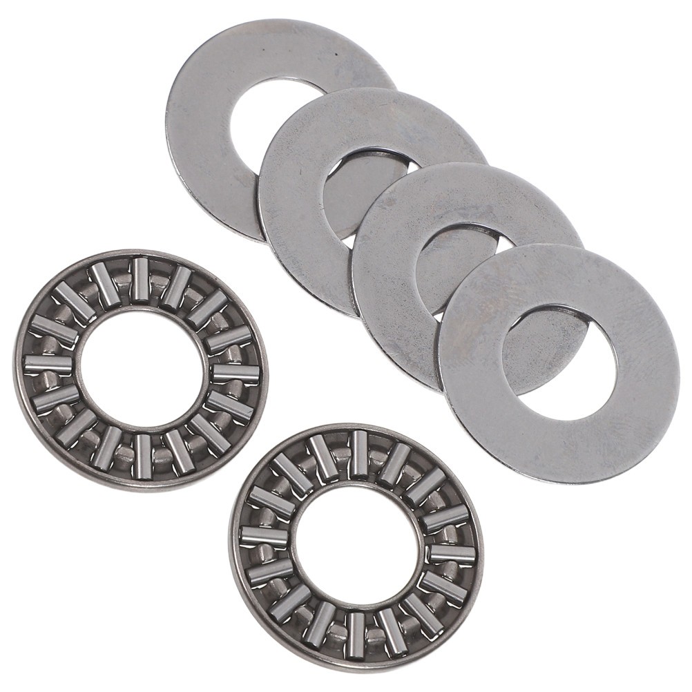 2Pcs Flat Axial Needle Roller Bearings Steel High Load Thrust Bearing Set Silver