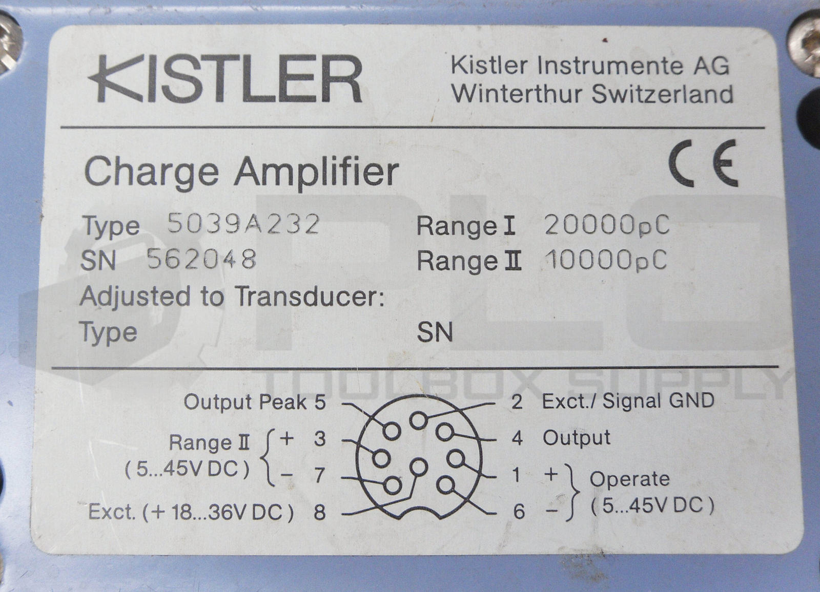 KISTLER 5039A232 CHARGE AMPLIFIER 5-45VDC