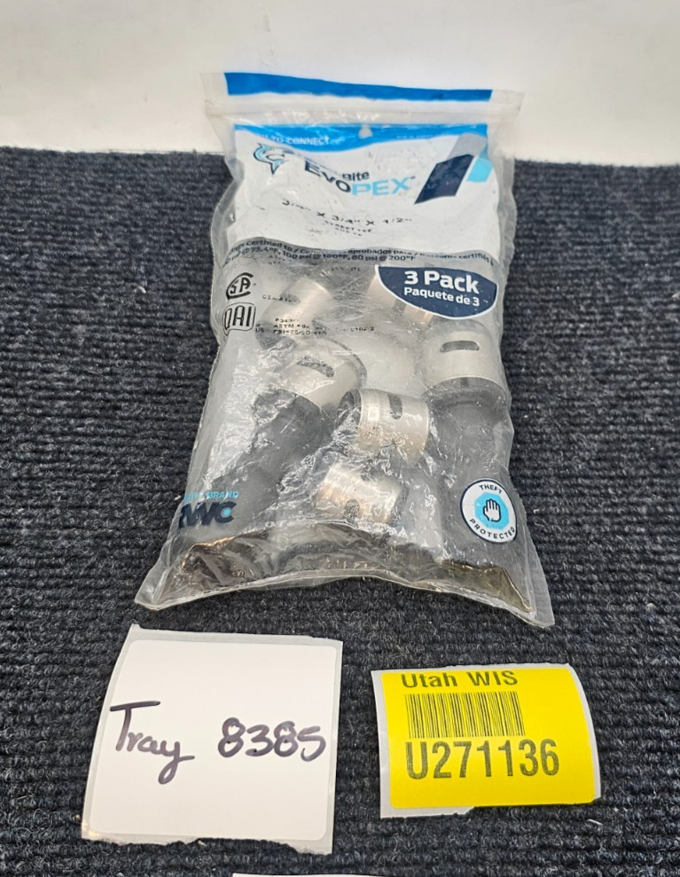 (QTY 3) SHARKBITE EVOPEX K4483WP3: 3/4″ X 3/4″ X 1/2″ STREET TEE