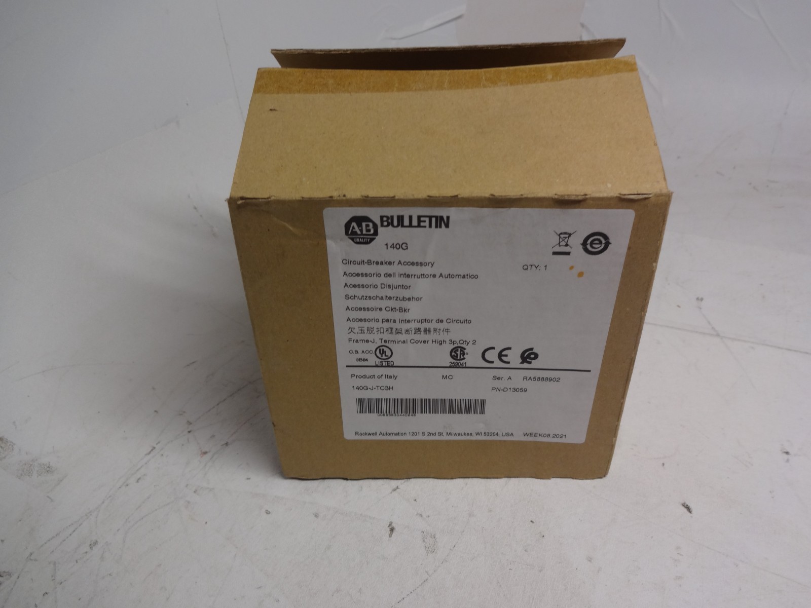 Allen Bradley 140g-j-tc3h Terminal Cover For Circuit Breaker