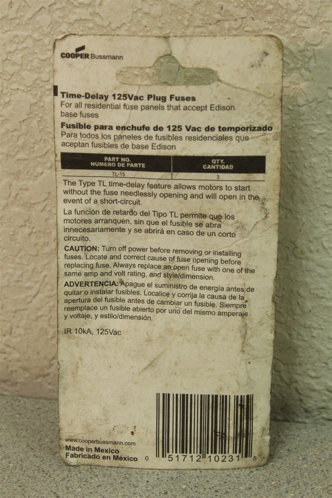 NEW Bussman 15A Time Delay BP/Tl-15 125 VAC Plug Fuses *FREE SHIPPING*