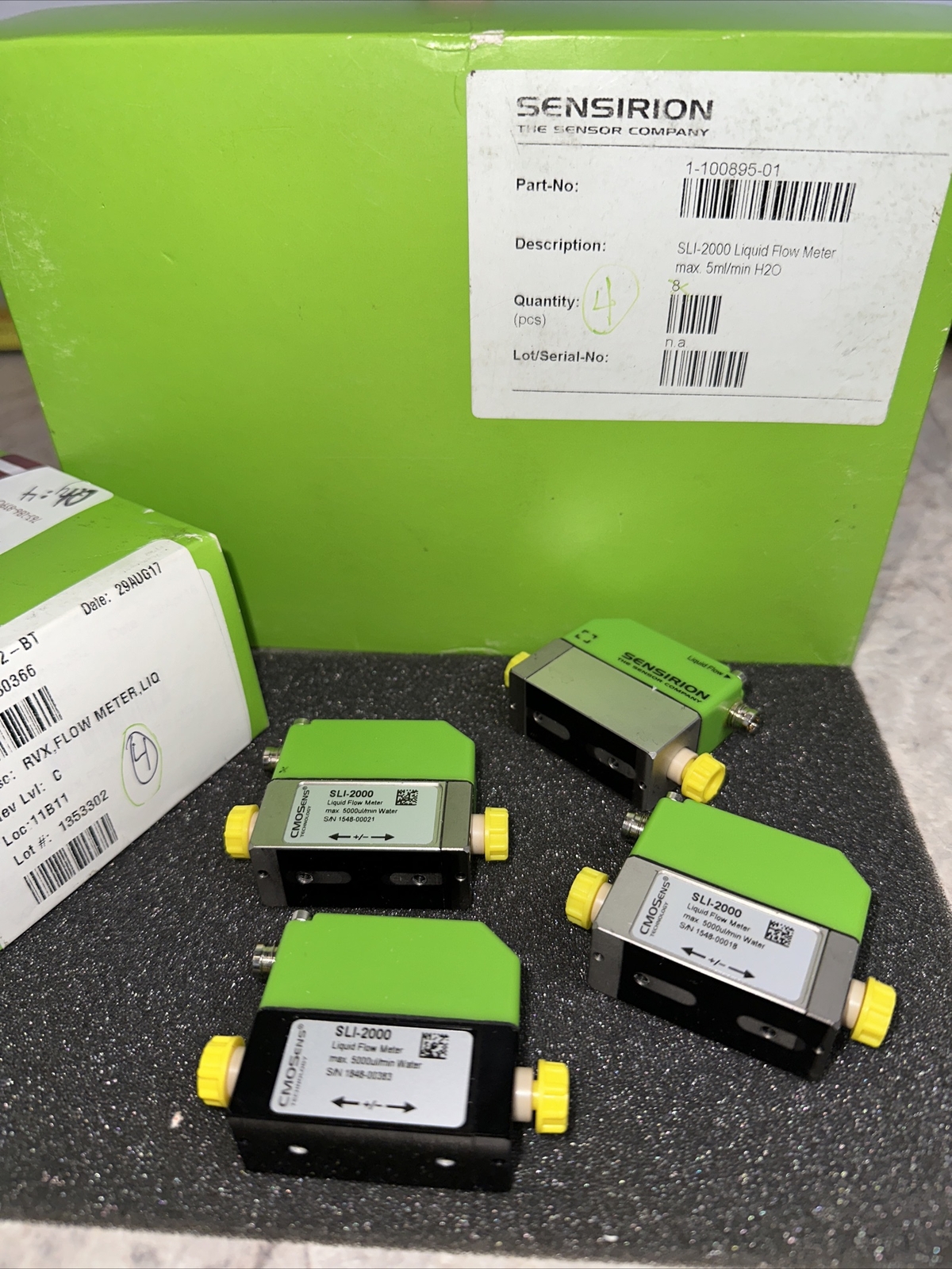 Sensirion Liquid Flow Meter SLI-2000 Qty 4 Sensors Precision Water RVX LIQUID