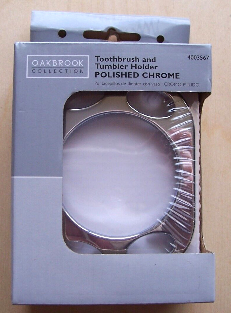 OakBrook Polished Chrome Toothbrush and Tumbler Holder