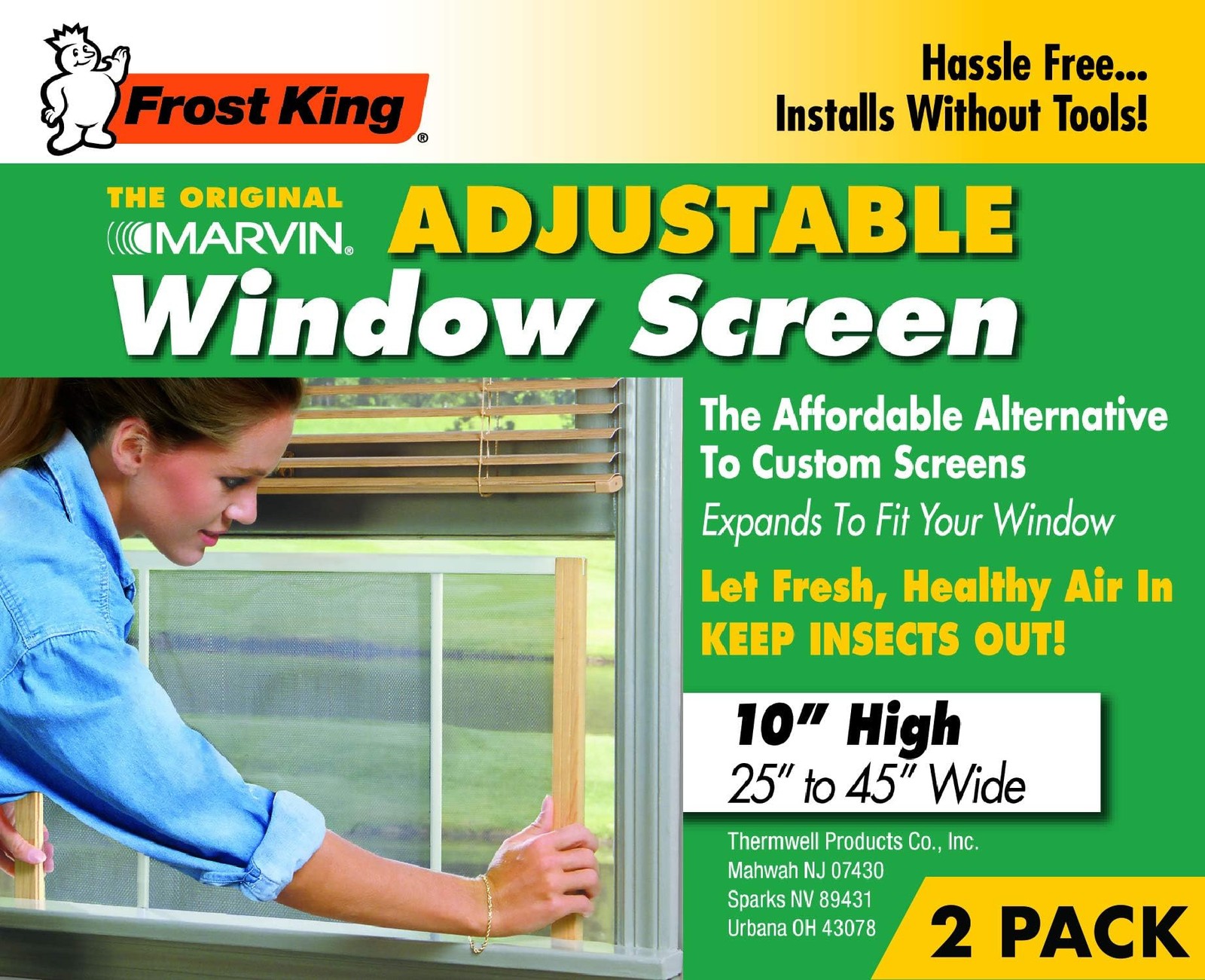 Frost King 2AWS1045 WB Marvin Adjustable Window Screen, 10in High x Fits 25-4…