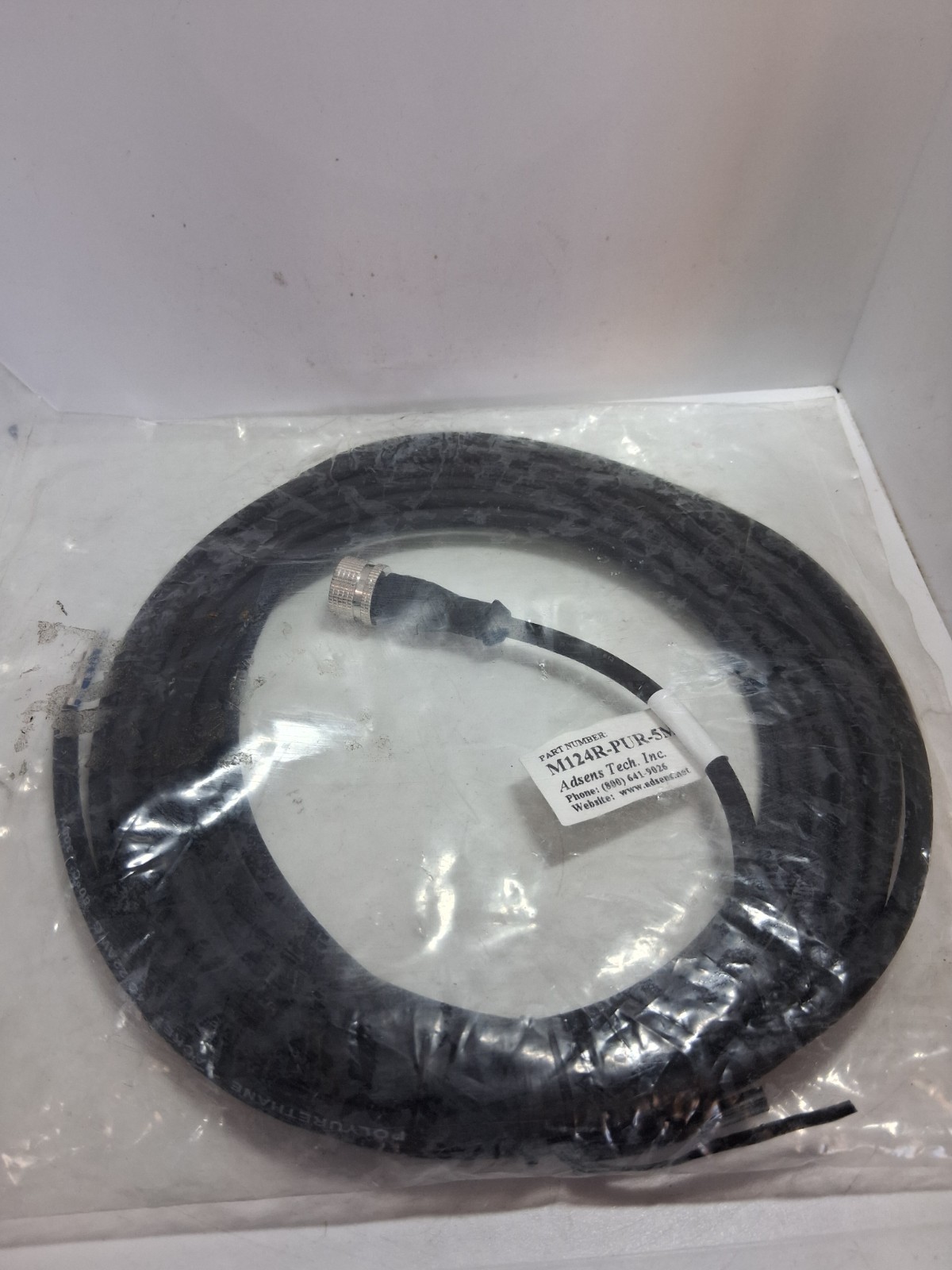 ADSENS TECH M124R-PUR-5M CORDSET SINGLE ENDED 4P FEMALE 5M NIB