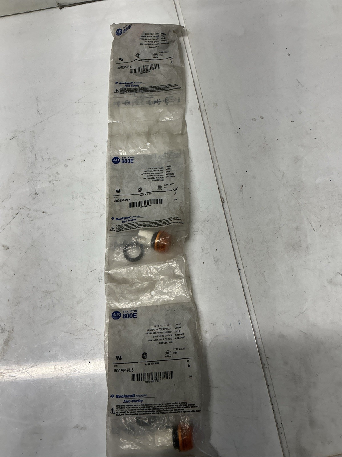 LOT OF 3 ALLEN BRADLEY 800EP-PL5 SER A OPTIC PILOT LIGHT AMBER X-763