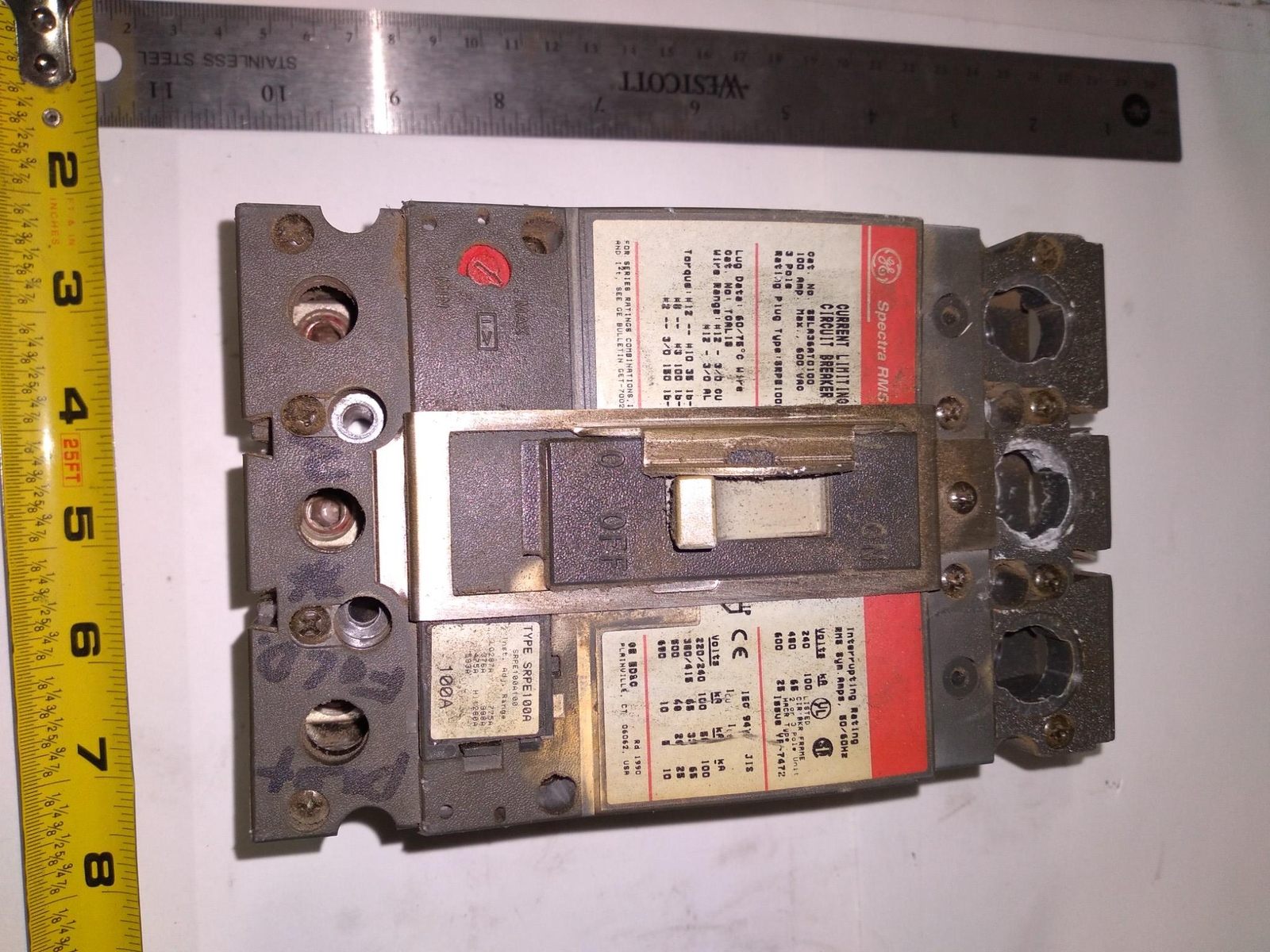 GE SPECTRA RMS CIRCUIT BREAKER 100AMP 600VAC 3POLE