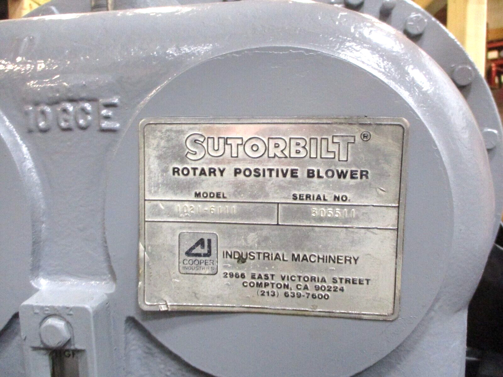 Sutorbilt Model No. 1021-6111 Rotary Positive Blower A8890HI