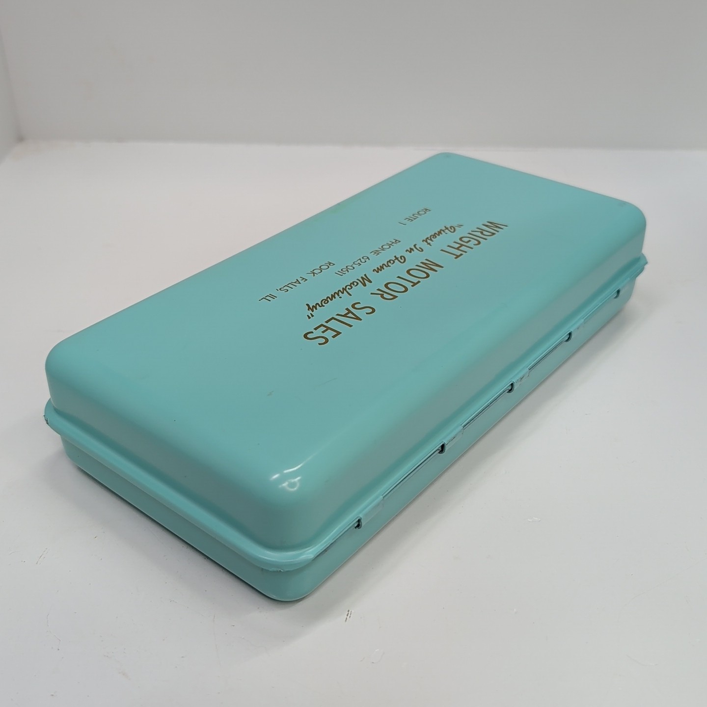 Vintage Metal Cash Lock Box Wright Motor Sales Rock Falls Illinois No Key Farm