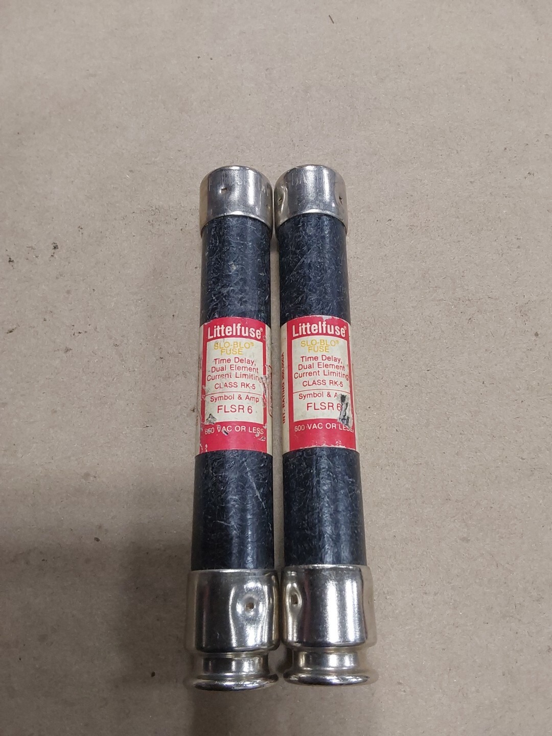 LIttelfuse FLSR-6 6A Time Delay Dual Element Fuse, Lot of 2