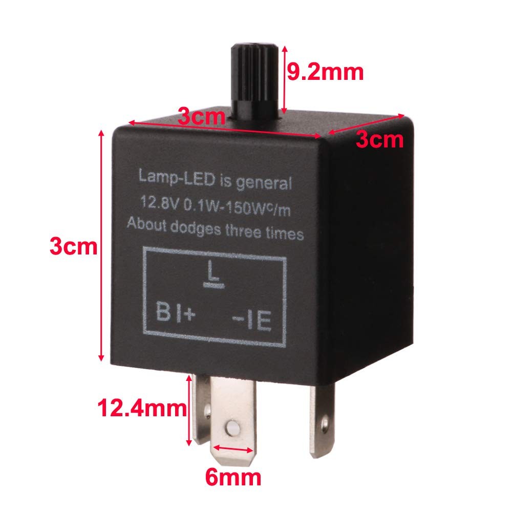 12V 3 Pin LED Flasher Relay for Motorcycle Turn Signals Adjustable, 6