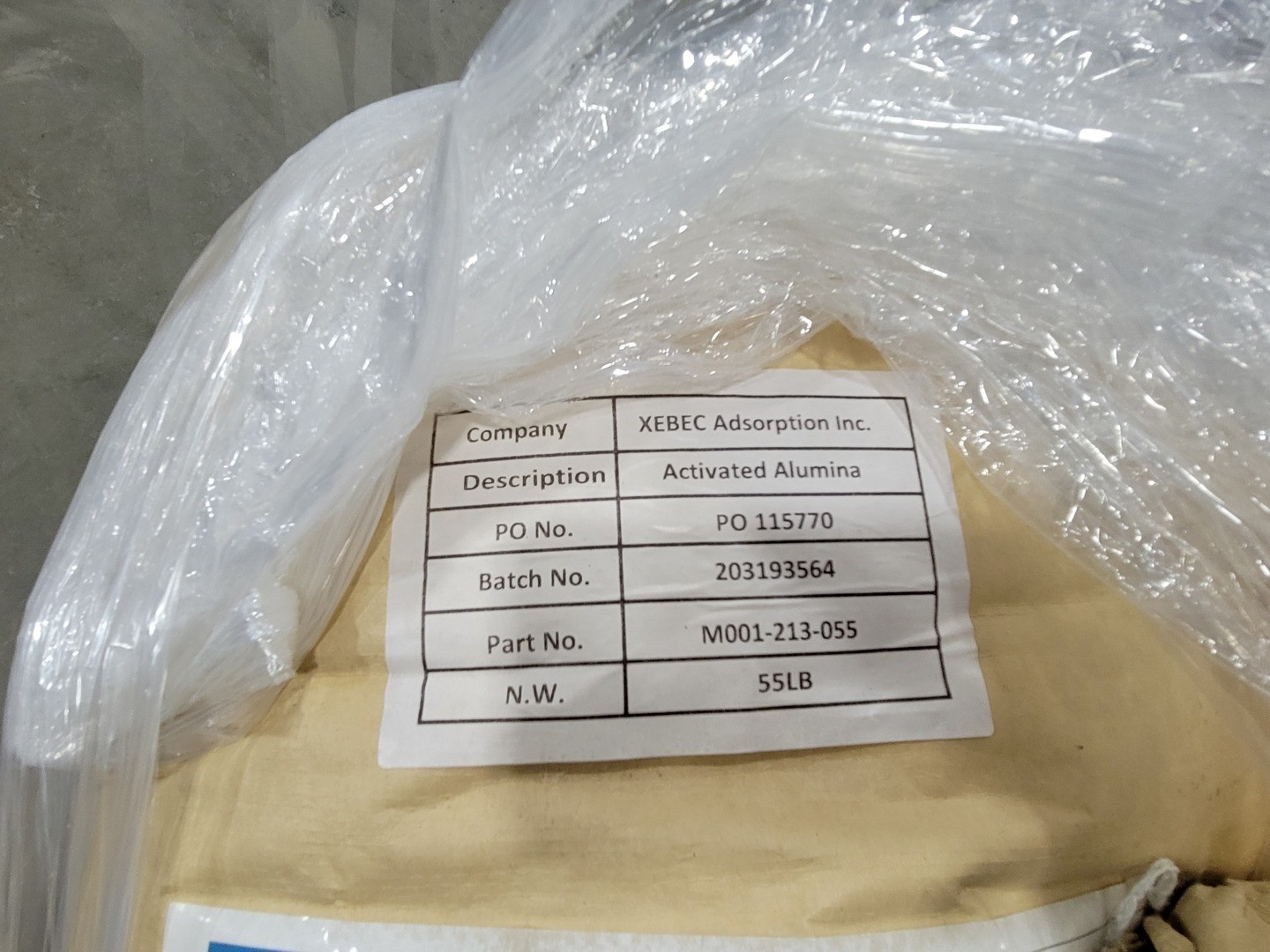 SURPLUS NEW Xebec Adsorption M001-213-055 Activated Alumina, 1/8″ Desiccant