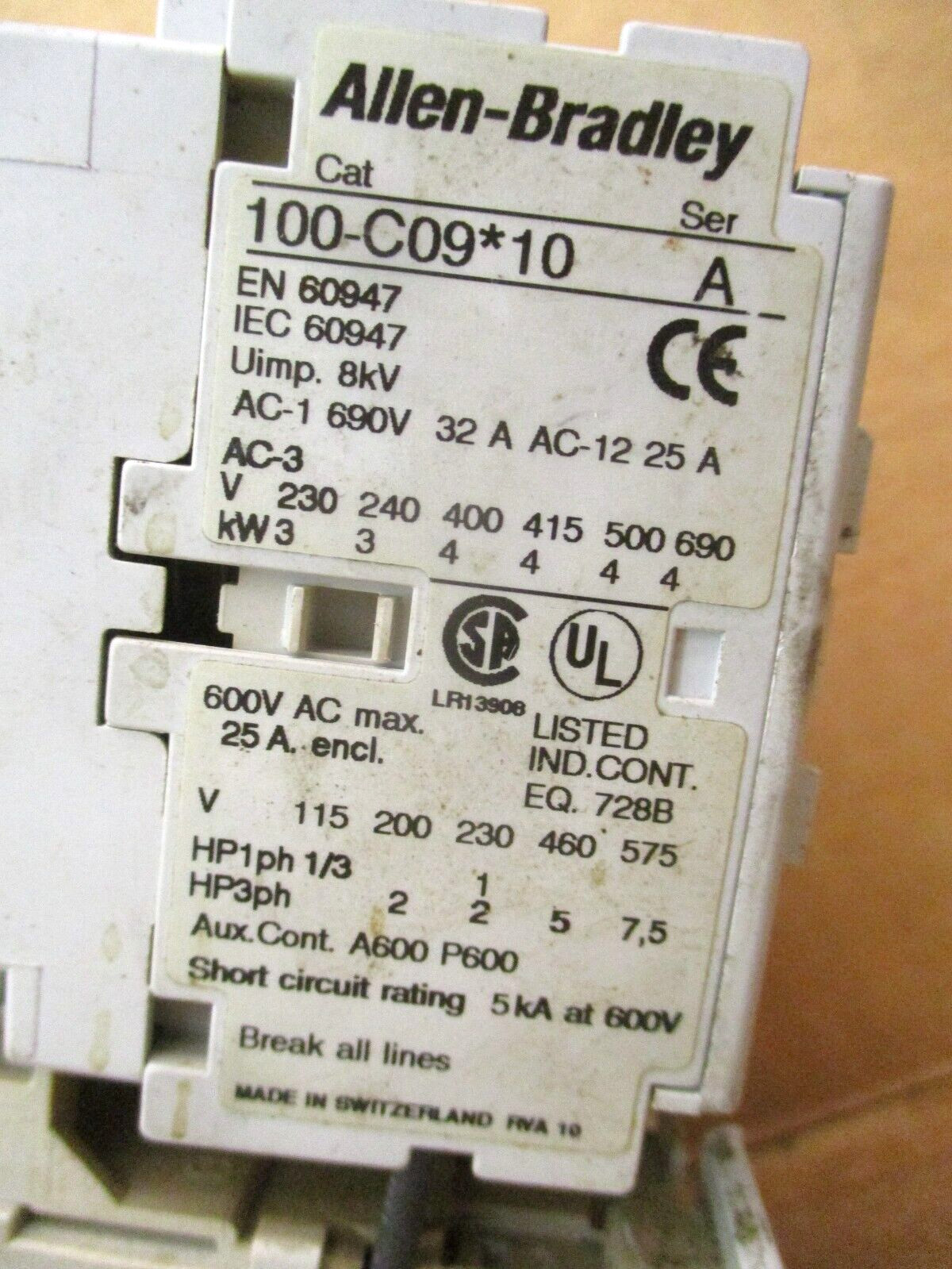 Allen-Bradley 100-C09*10 Contactor 193-EA1DB 50081HM