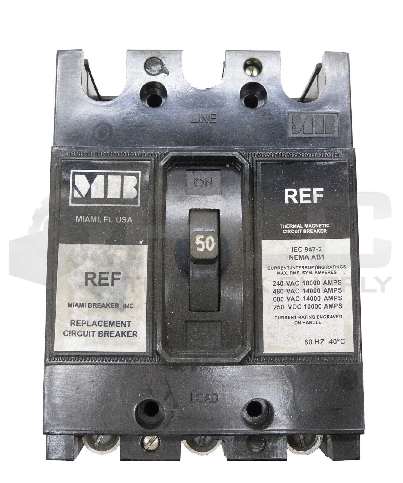 NEW MIAMI BREAKER REF3-B050 CIRCUIT BREAKER 50A 600VAC 250VDC 3 POLE