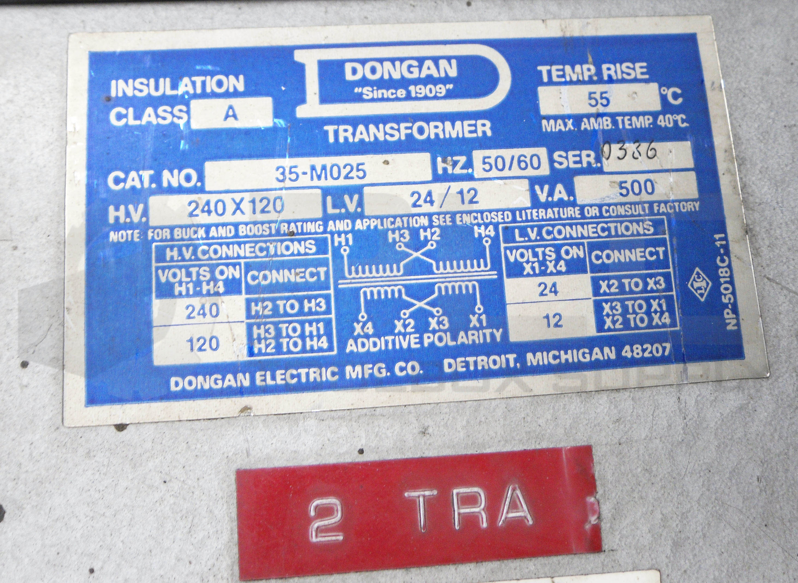 DONGAN 35-M025 TRANSFORMER 50/60HZ 120-240V