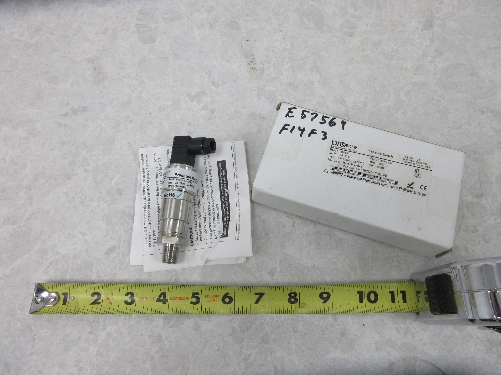 PROSENSE MPS25-1C-D100D PROSENSE MECHANICAL PRESSURE SWITCH, IA0442