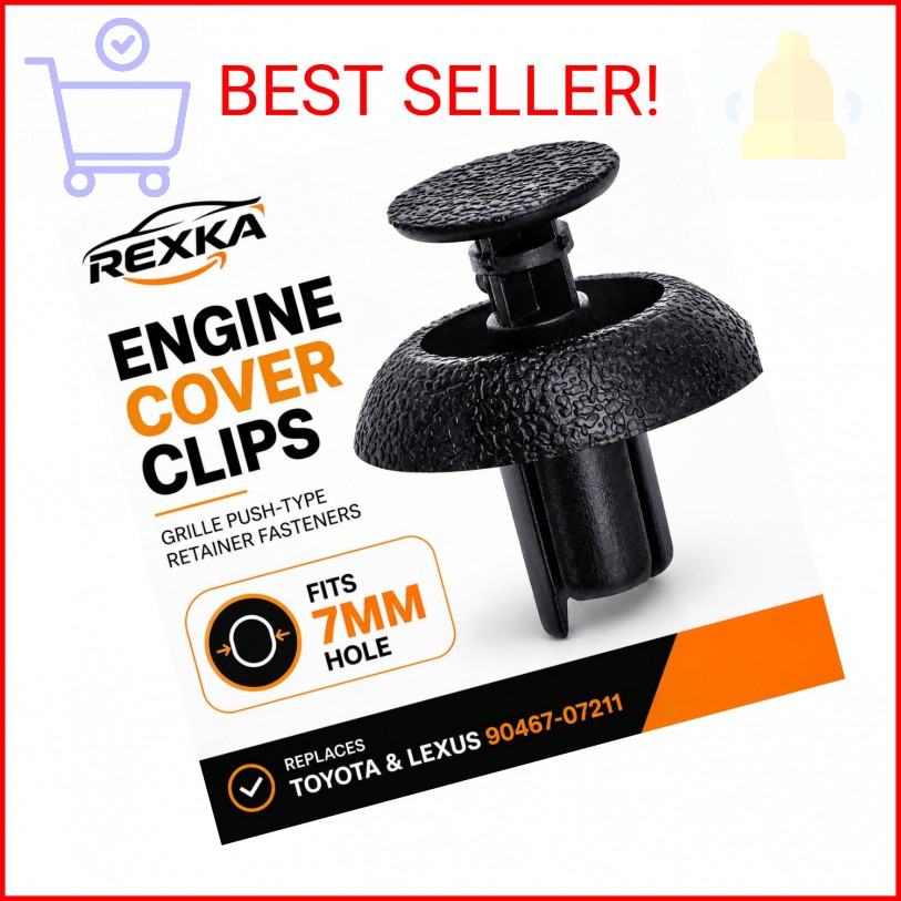 Rexka 20pcs Engine Cover Clips Grille Push-Type Retainer Fasteners 7mm Hole for