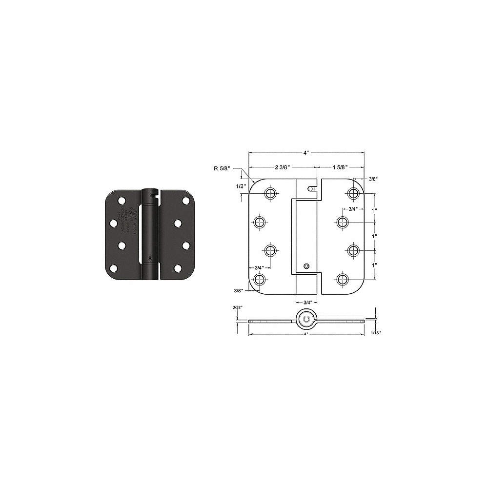 GRAINGER APPROVED 56-427SBRS Butt Hinge,Steel,125.0 lb. Load Capacity 451K07