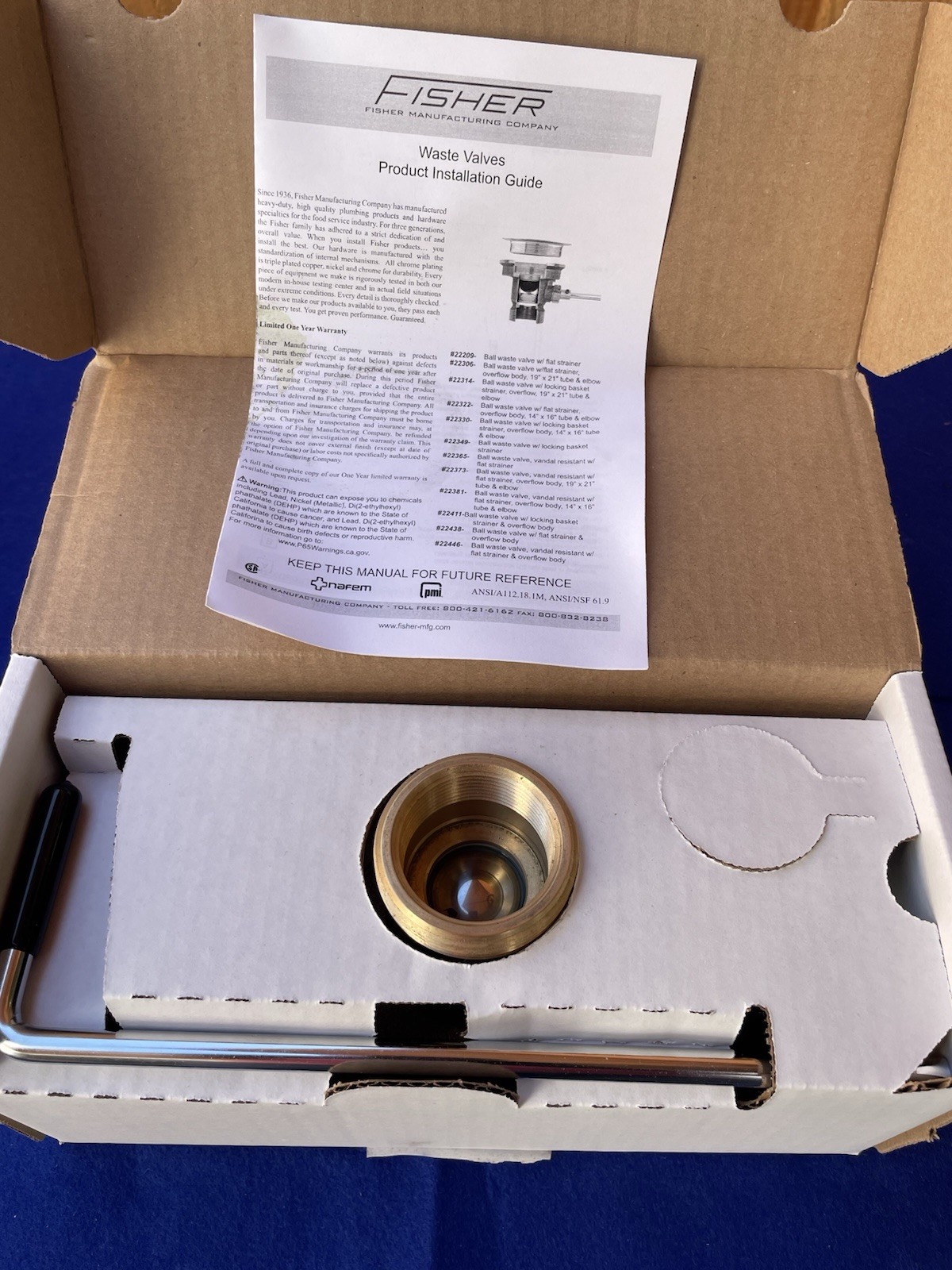 FISHER 22209 DRAINKING FLAT STRAINER IN BRASS 12 GPM 45.4 LPM ASME OEM PART