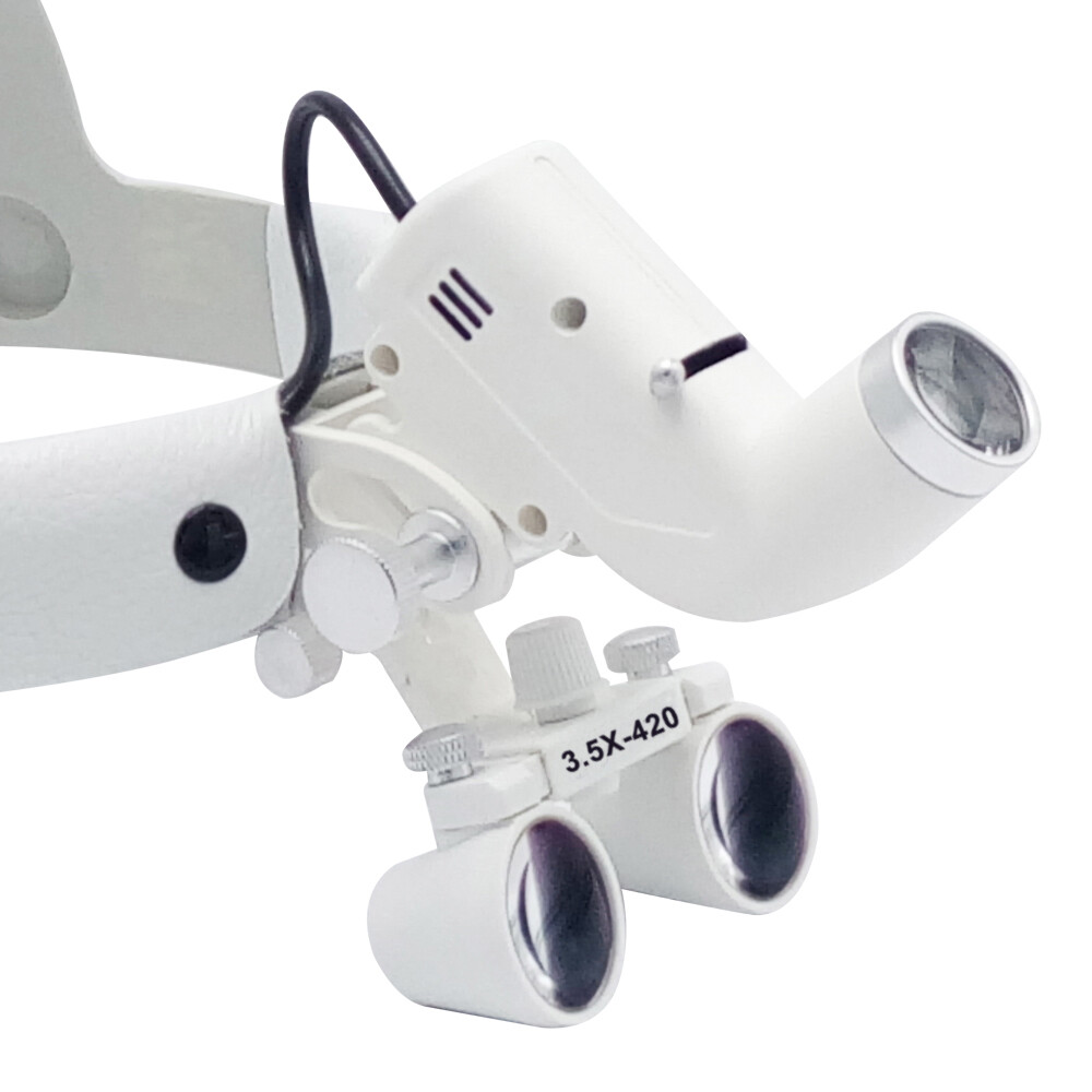 Medical Surgical Dental 3.5X Binocular Loupes Magnifier Headband w/LED Headlight
