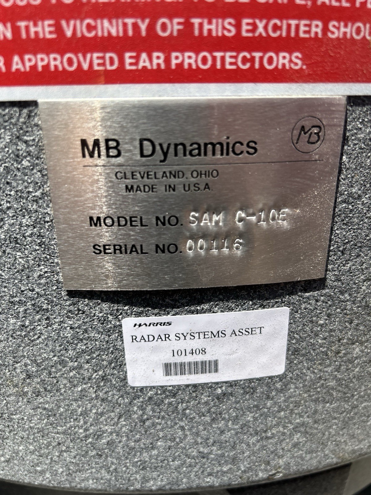MB Dynamics SAM C-10E Vibration Exciter Unit, Model SAM C-10E