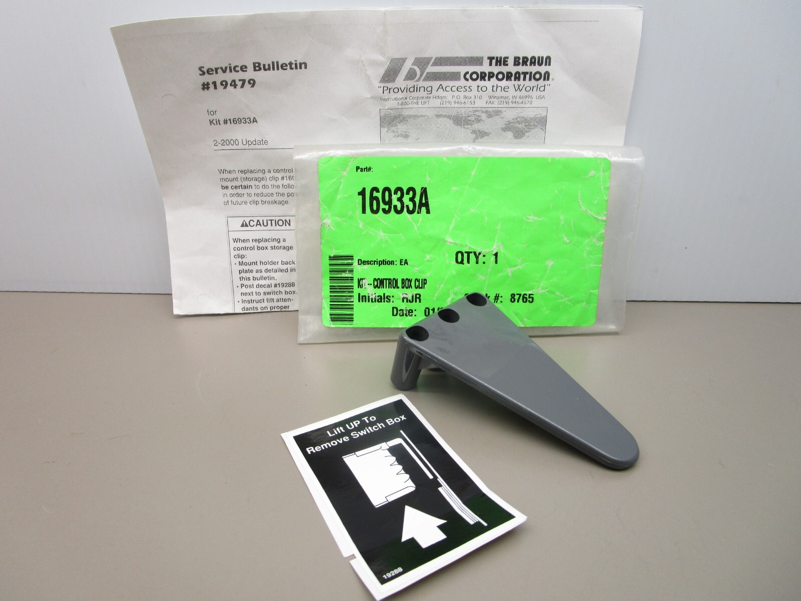 Braun Access Lift 16933A Control Box Clip Kit