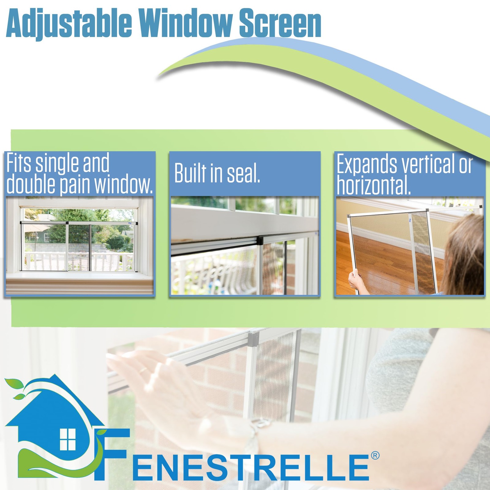 Fenestrelle Expandable Window Screen – 15″ H Medium (15″ H x 21″-40″ W), Gray