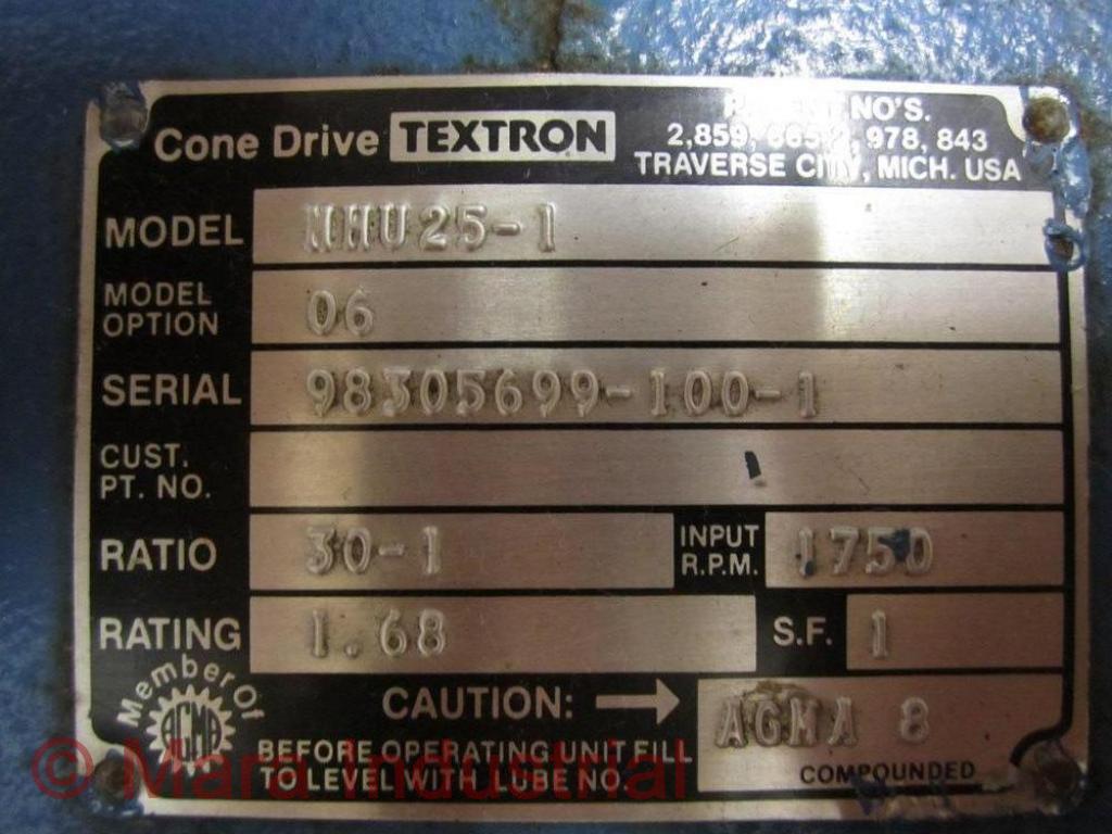 Textron NHU25-1 Cone Drive Ratio 30-1 Model 06