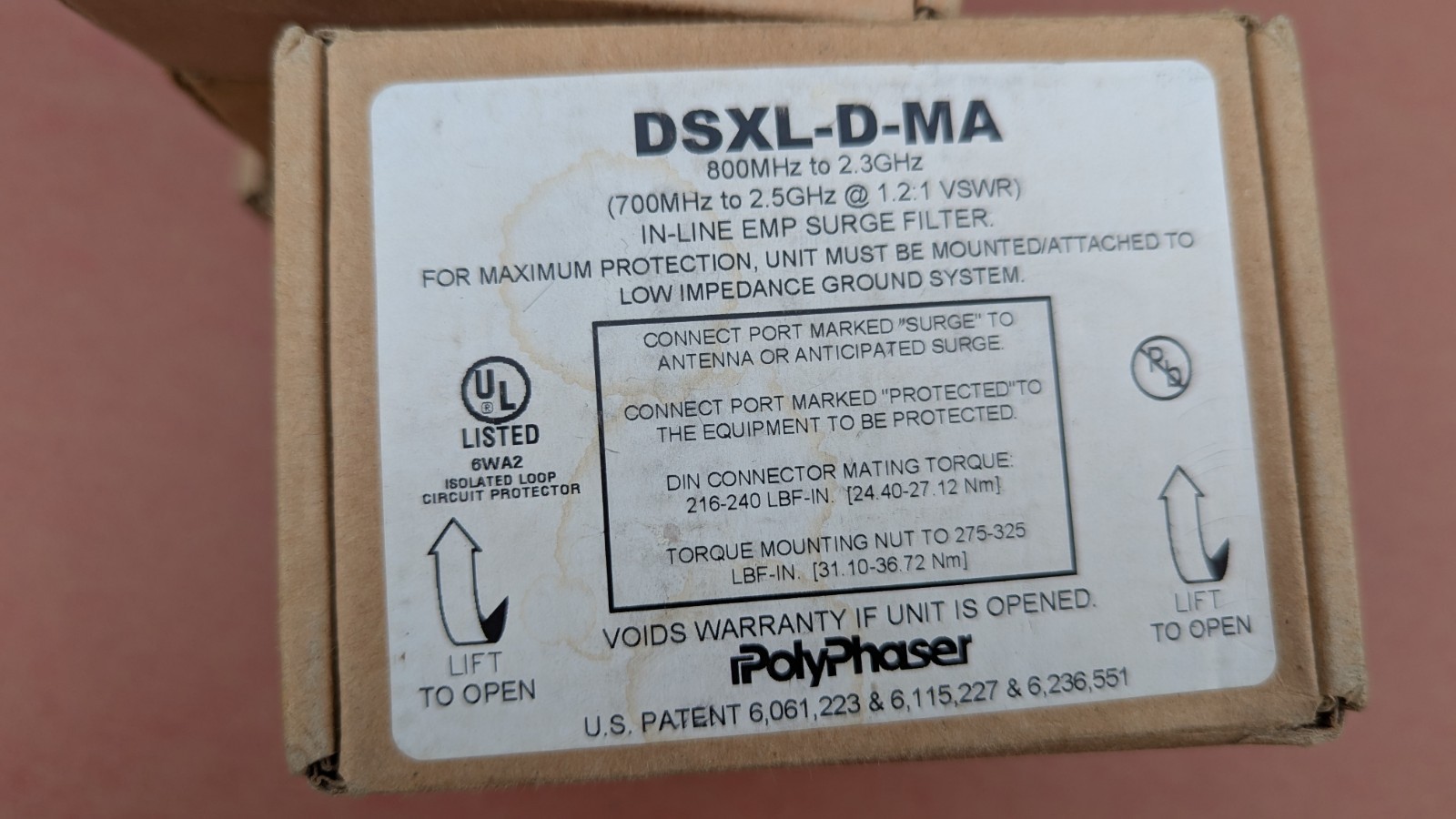 Polyphaser DXSL-D-MA Surge / EMP Supressor 700 MHz – 2.5 GHz, 7/16 DIN, 6 pcs.