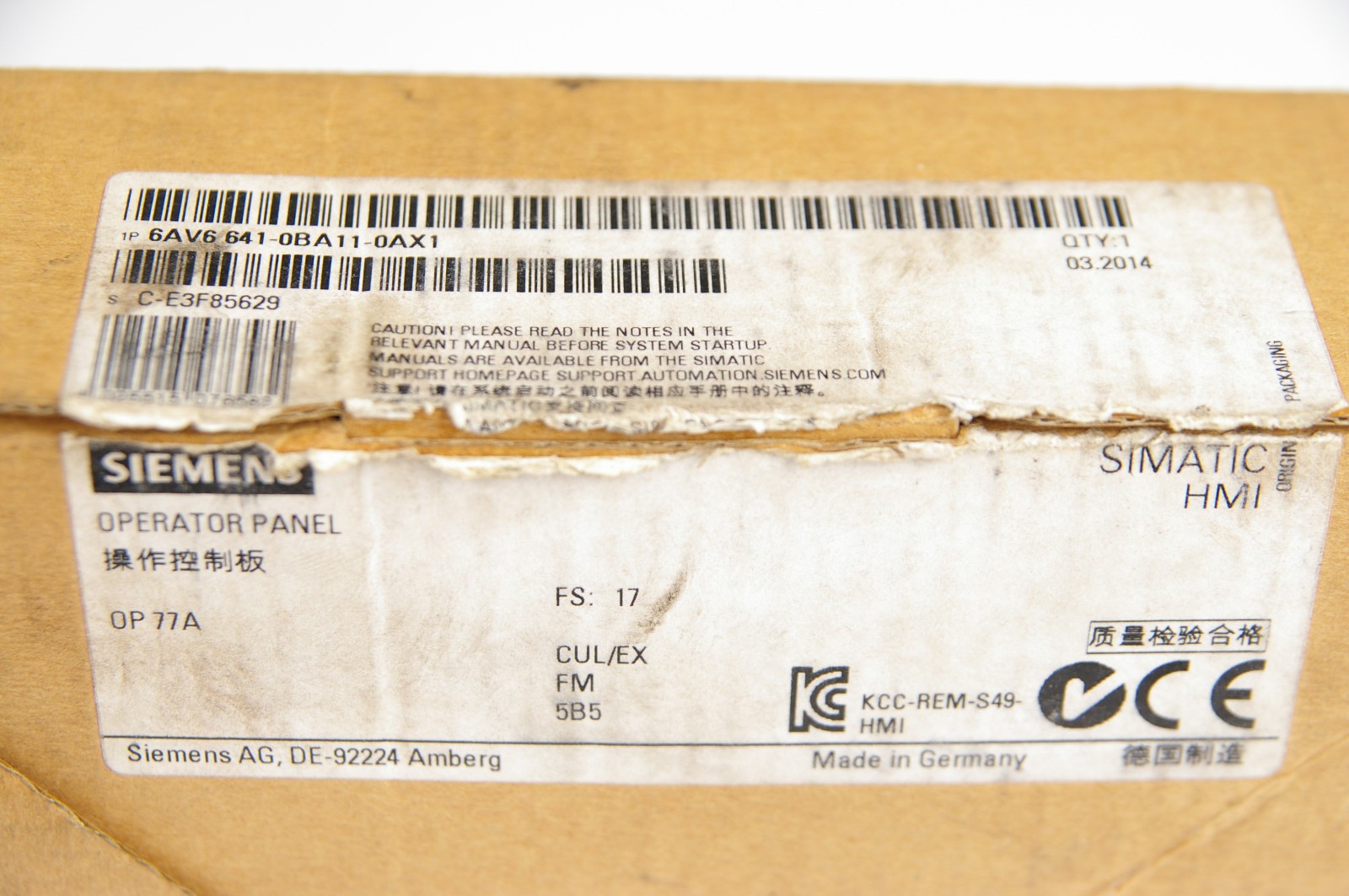 Siemens 6AV6641-0BA11-0AX1 6AV6 641-0BA11-0AX1 Operator Panel OP 77A