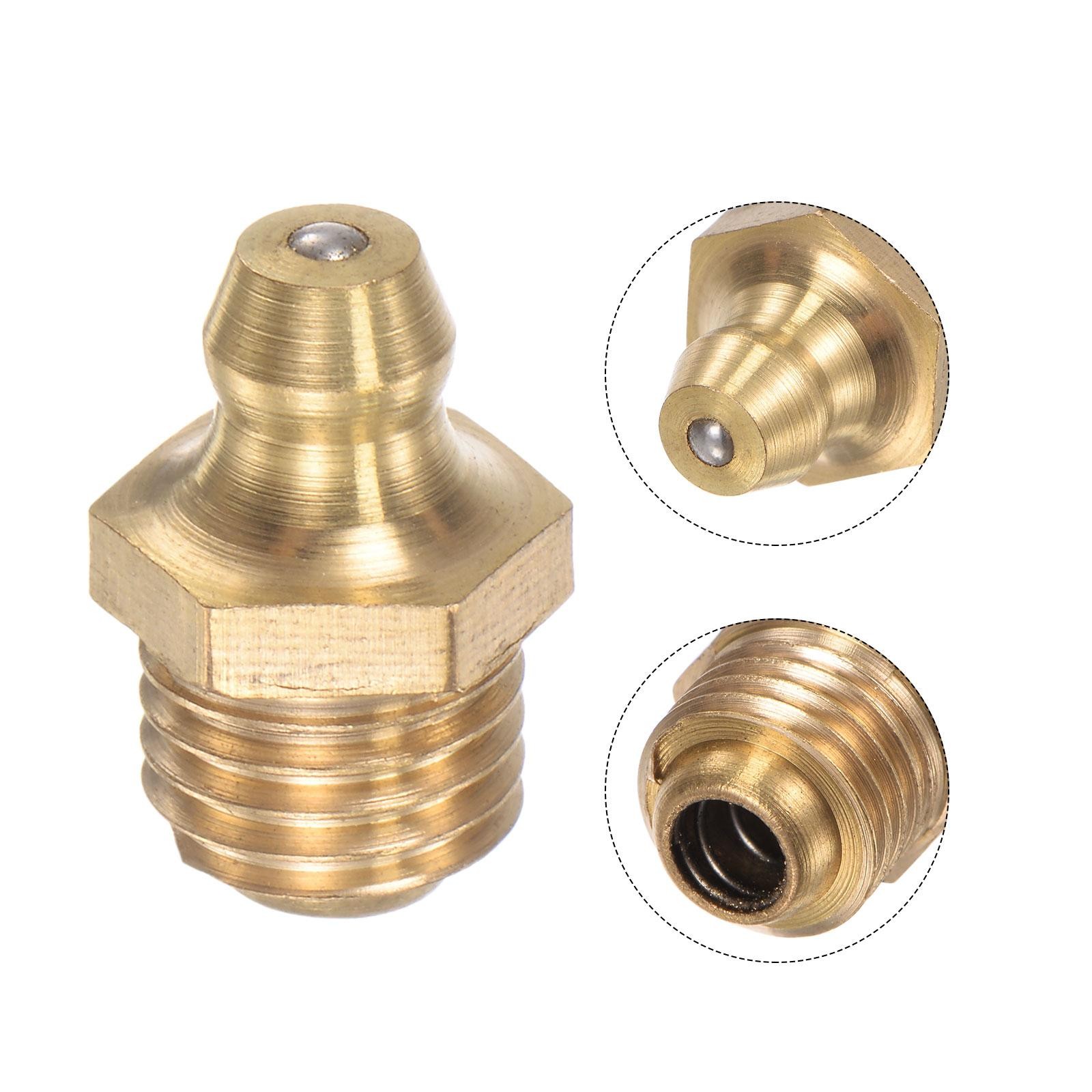 5Pcs Brass Straight Hydraulic Grease Fitting Accessories M10 x 1.25mm Thread