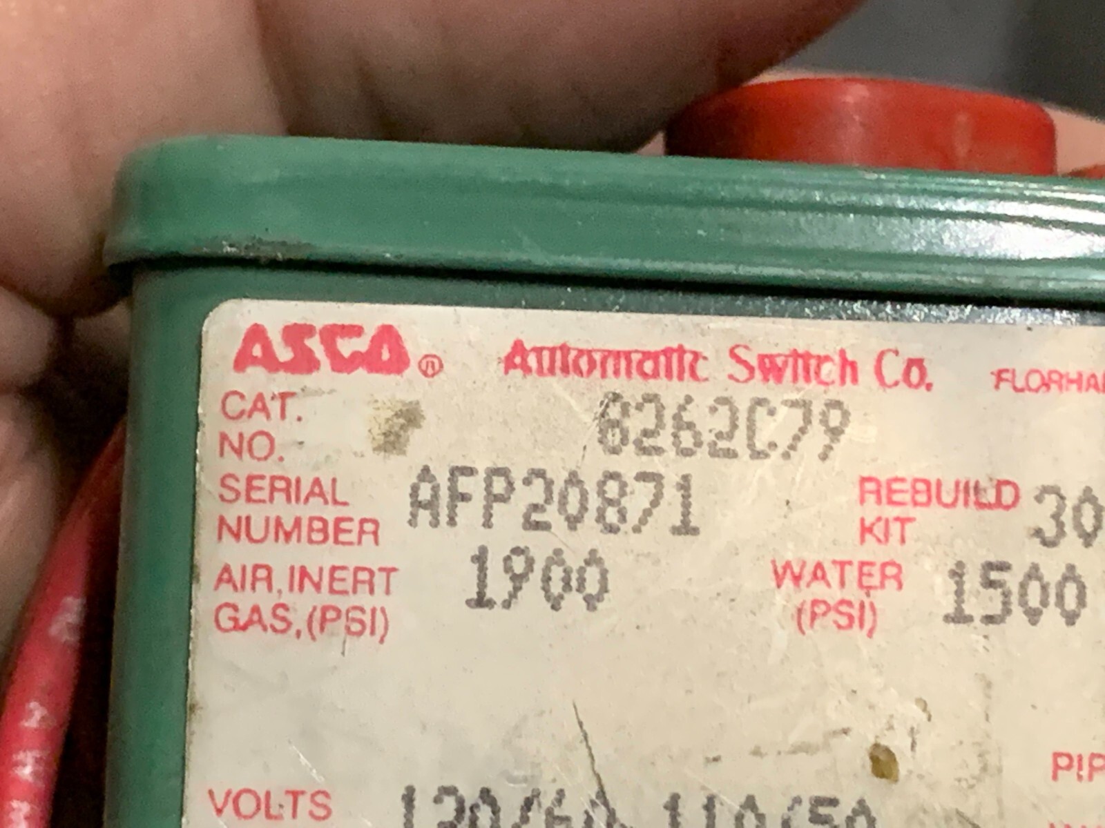 ASCO Solenoid Valve 120V-60Hz 110V-50Hz Air-1900PSI Water-1500PSI P/N 8262C79