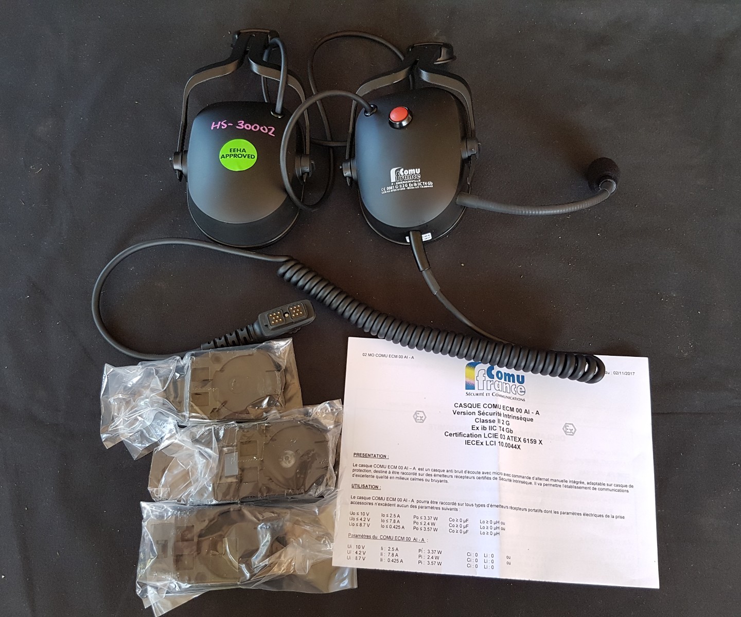 ComuFrance ECM00 AI A THR9 Helmet headset ex intrinsically safe Comu France