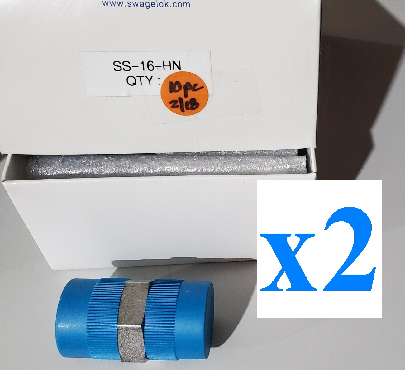 x2 NEW Swagelok SS-16-HN Stainless Pipe Fitting Hex Nipple, 1 in Male NPT