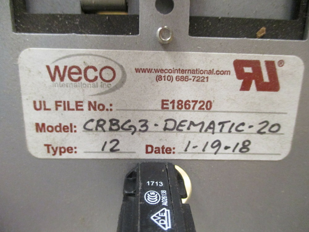 Weco CRBG3-DEMATIC-20 Duplex Receptacle CRBG3DEMATIC20