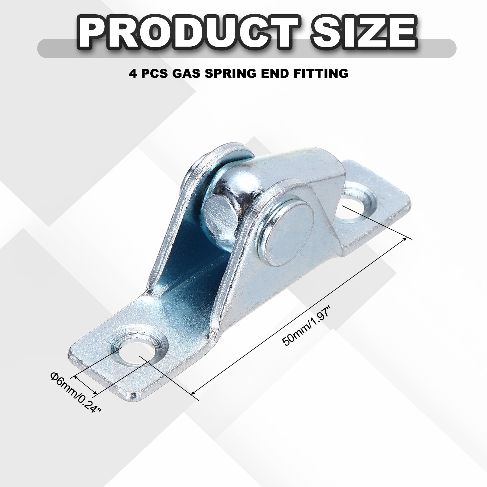 Gas Spring End Fitting Connectors M8 Female Thread A3 Steel with Bracket 4pcs