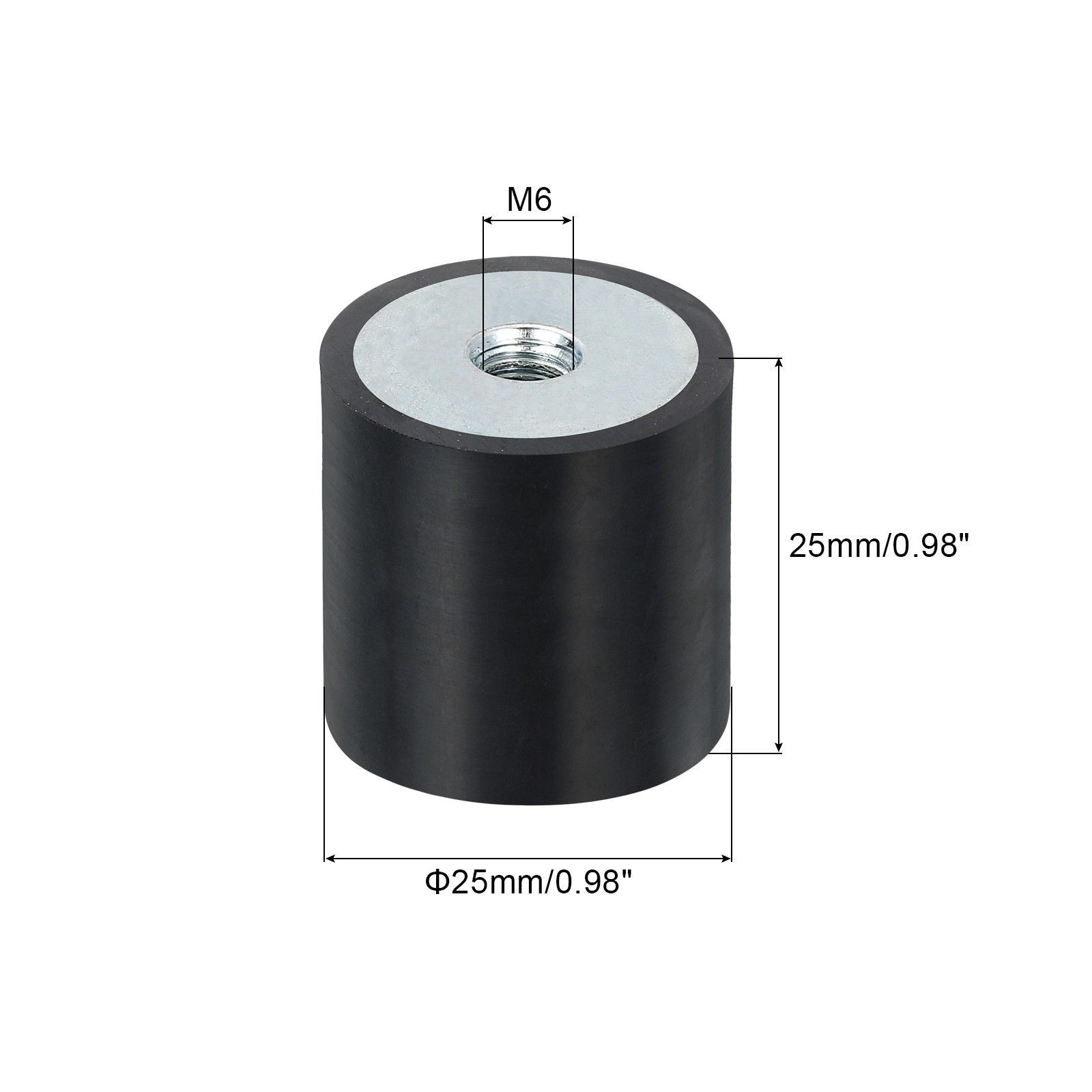 8Pcs 25 x 25mm M6 Thread Female Rubber Mounts, Silent Block Base Block